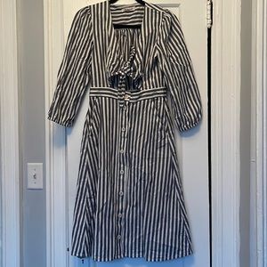 Madewell Shimmer Stripe Cutout Midi Dress